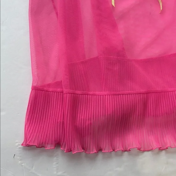Vintage y2k Victoria Secret Large Pink Green Sheer Milkmaid Babydoll Slip Dress - Picture 9 of 17